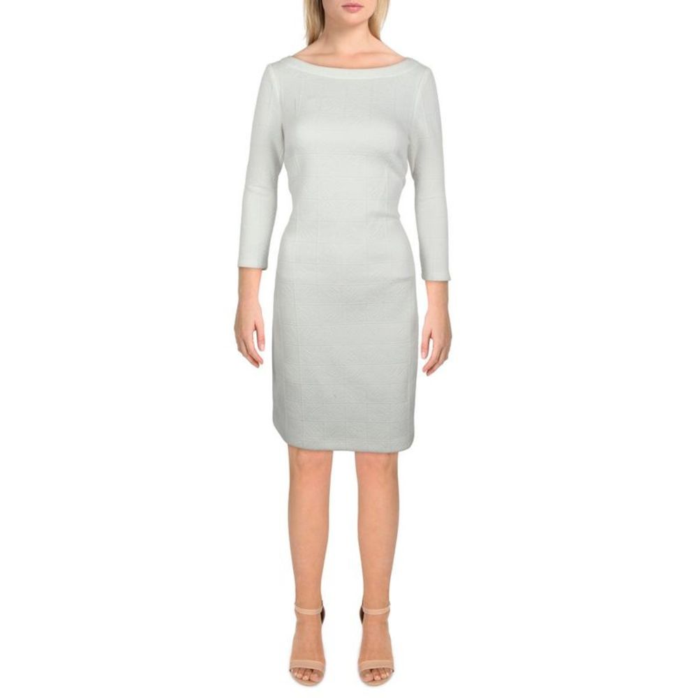 Tommy Hilfiger Womens Ivory Window Pane Boatneck Mini Sheath Dress NWT - Picture 3 of 3
